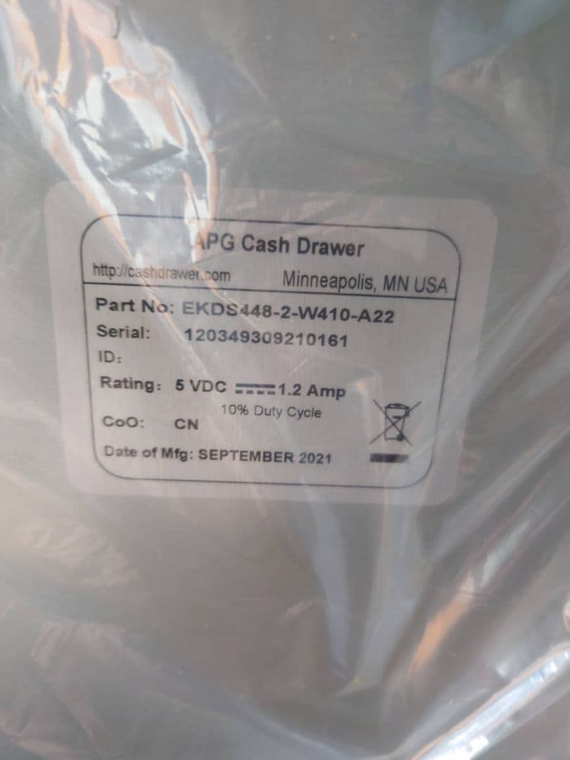 【未使用】APG キャッシュ　ドロワー　レジEKDS448-2-W410-A22