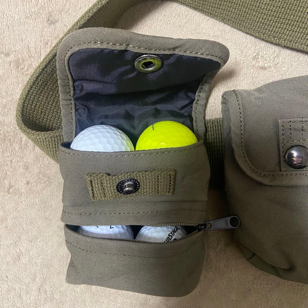 希少 レア パーリーゲイツ ベルト ボールケース ポーチ ウエストバッグ カーキ