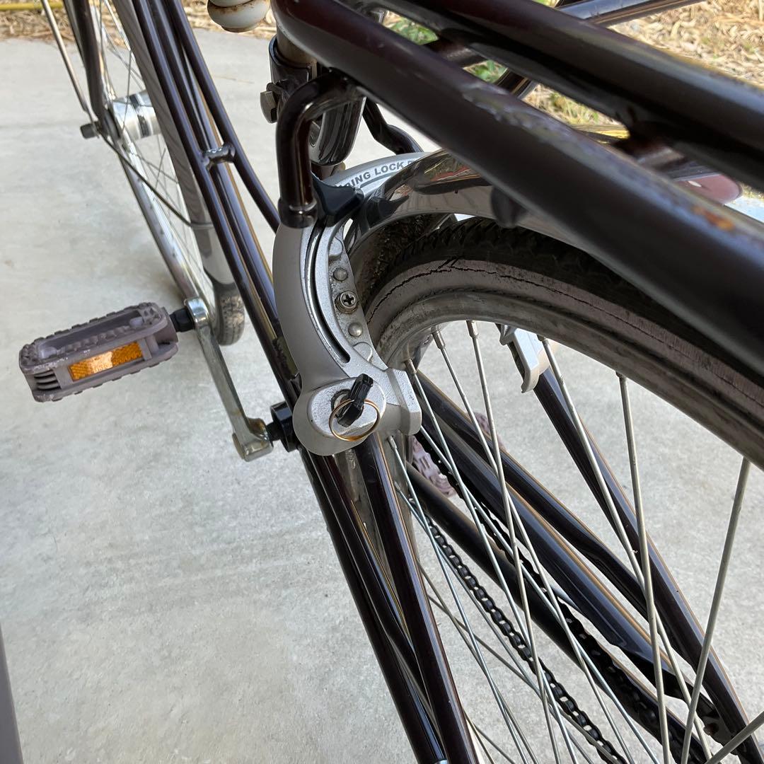 ママチャリ自転車 27インチ 身長155センチから カゴ/鍵/オートライト付き