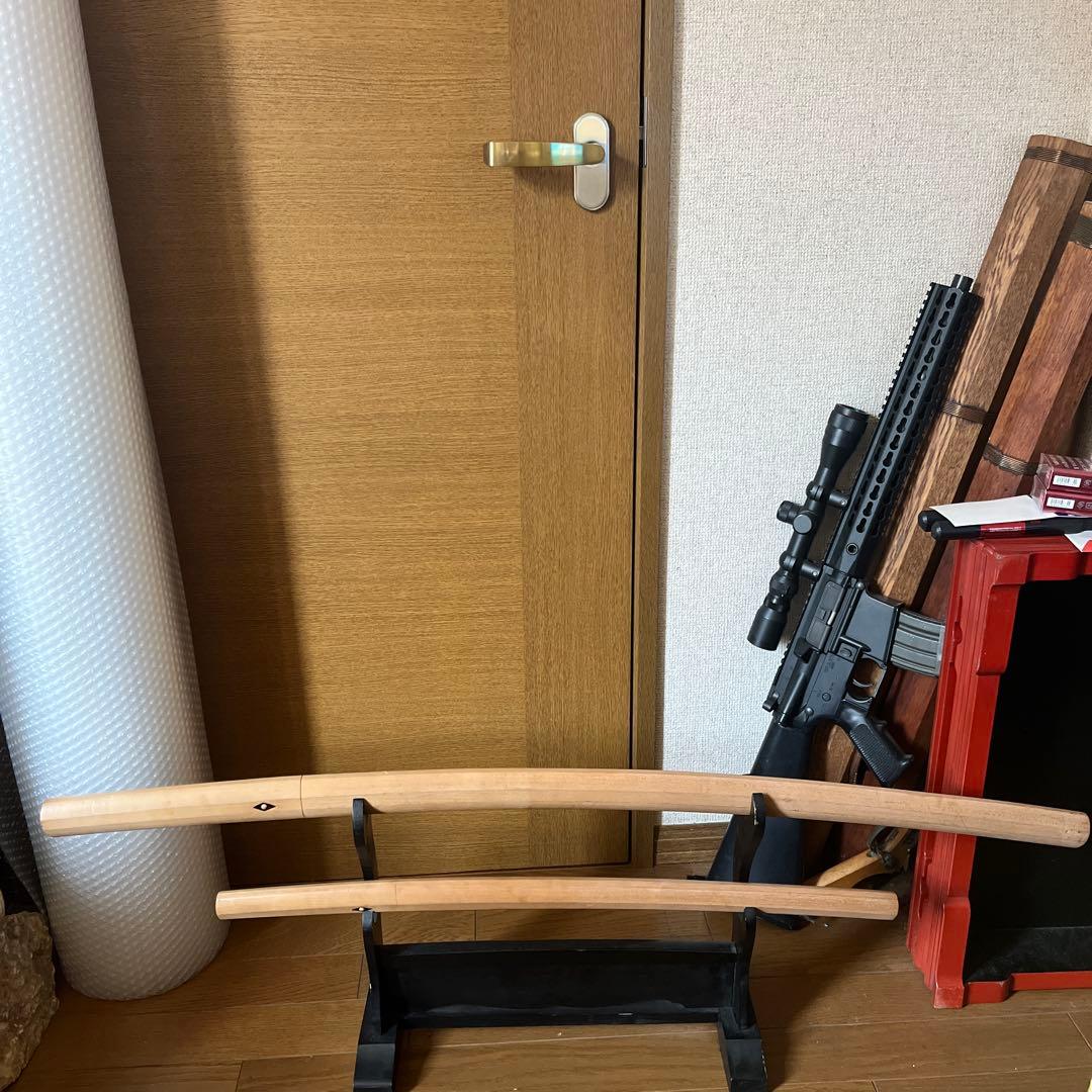 模造刀 白鞘 2本 セット コスプレ 演劇 防犯 日本刀レプリカ黒スタンド付き