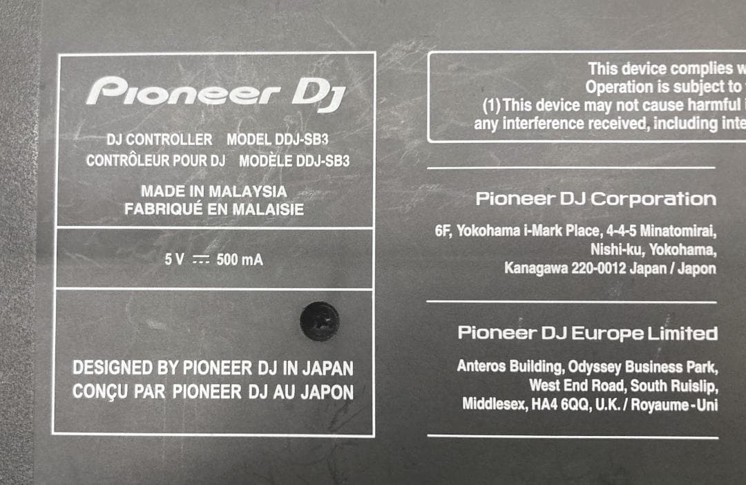 Pioneer DJ　DDJ-SB3-S　DJコントローラー