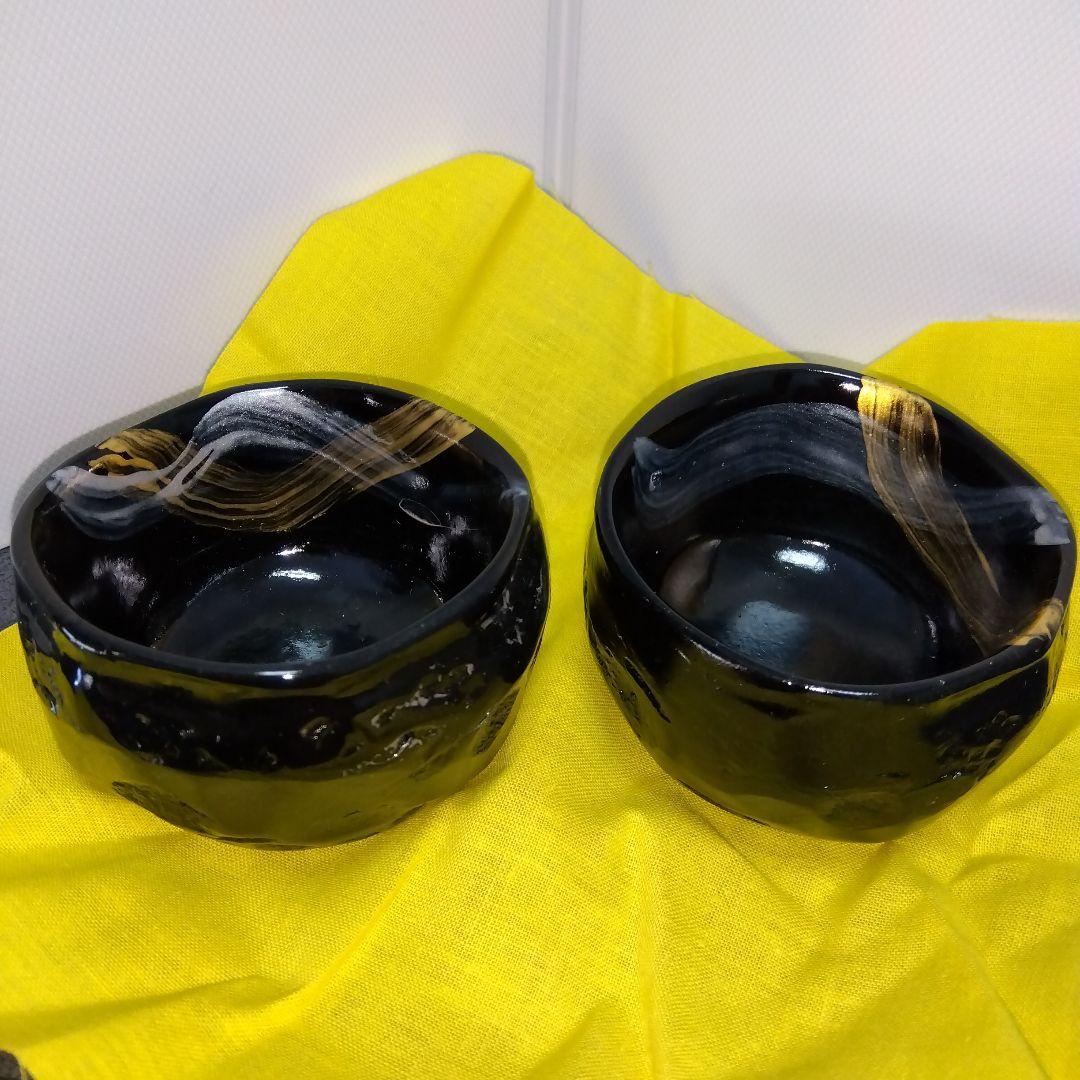 ◆那智黒石(なちぐろいし)ぐい吞み２点 新品未使用[オマケ付]