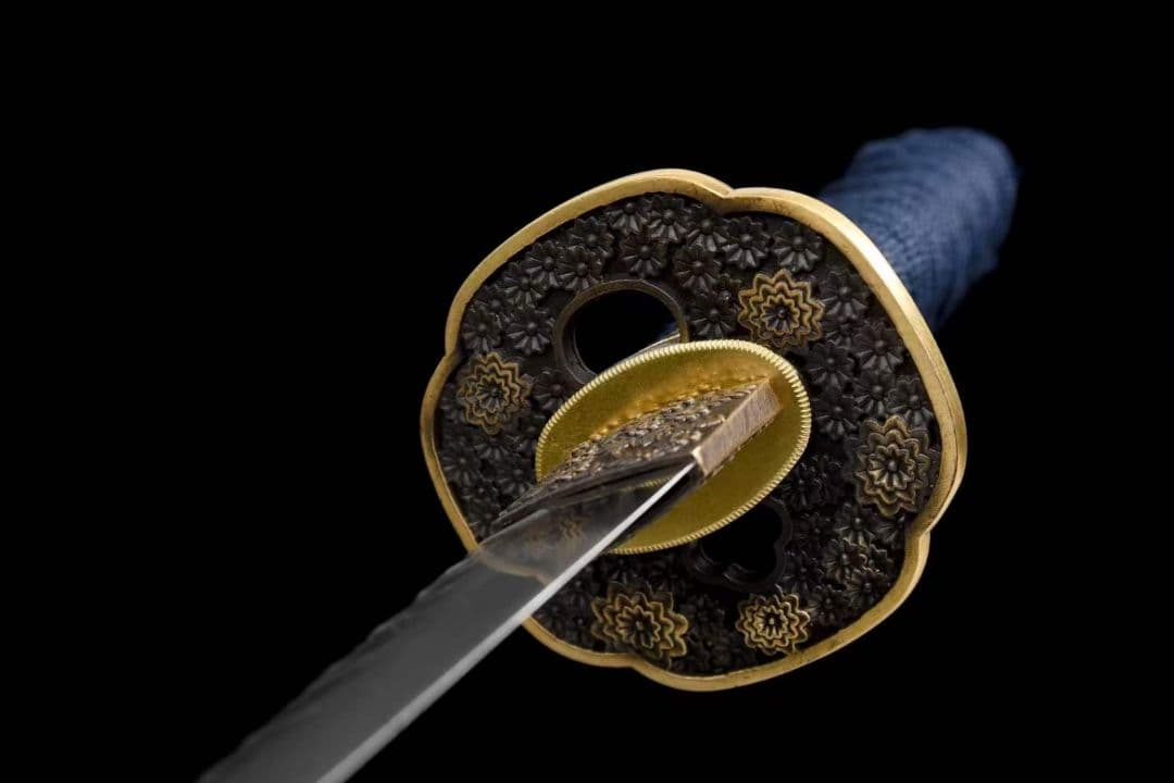 焼成打石紋模様鋼武士刀【金菊】武具　刀装具　日本刀　模造刀 居合刀  肋差