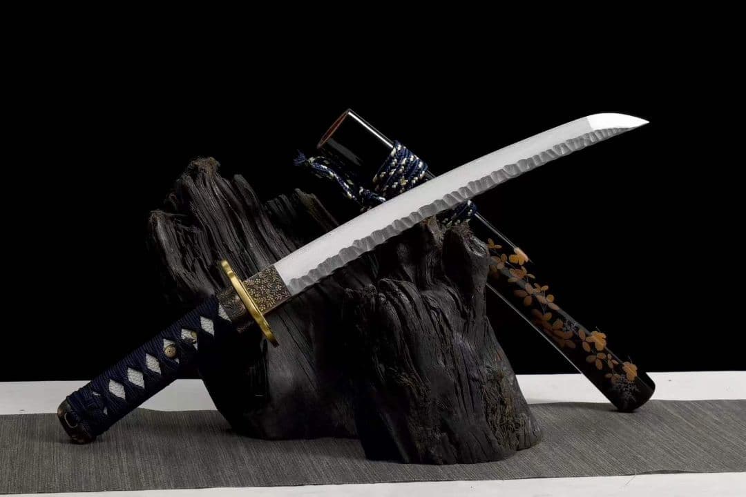 焼成打石紋模様鋼武士刀【金菊】武具　刀装具　日本刀　模造刀 居合刀  肋差