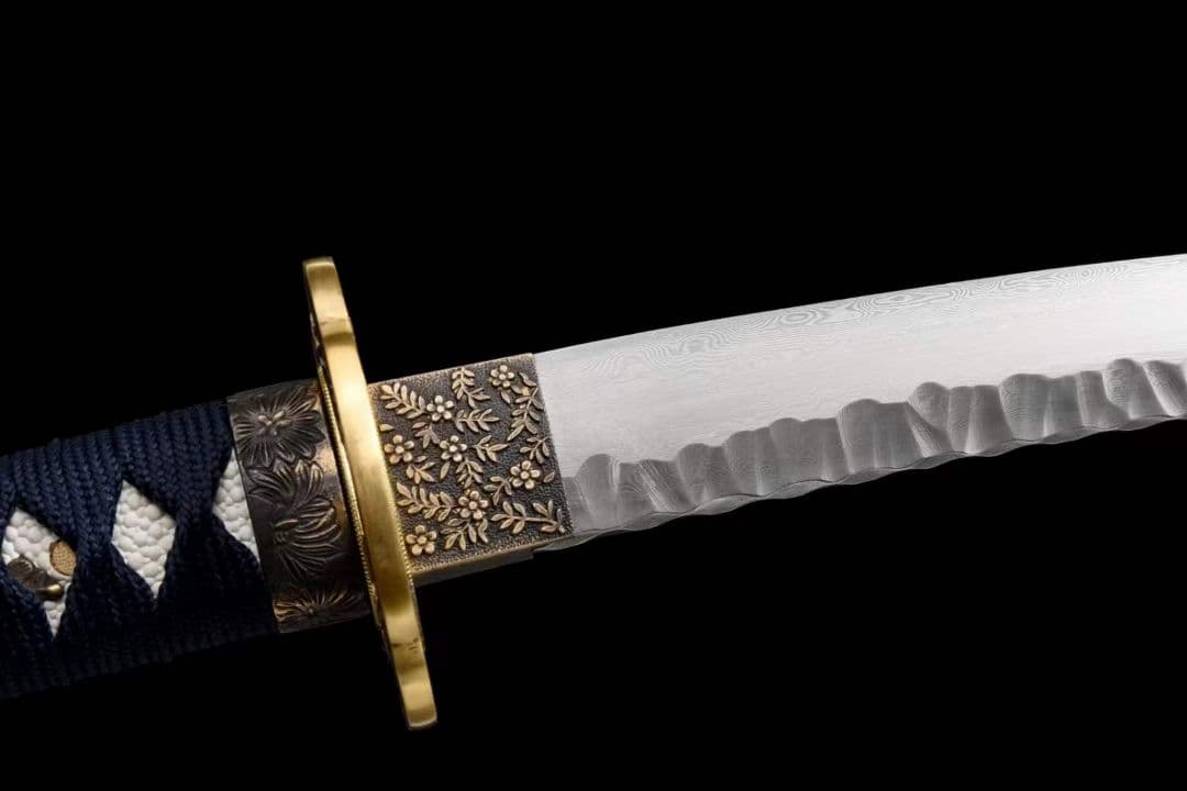 焼成打石紋模様鋼武士刀【金菊】武具　刀装具　日本刀　模造刀 居合刀  肋差