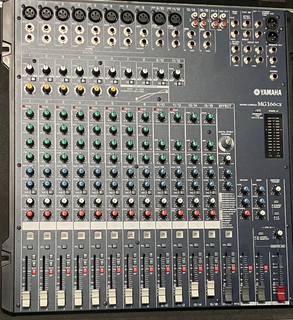 ケース付、美品、YAMAHA MG166CX アナログミキサー 16ch