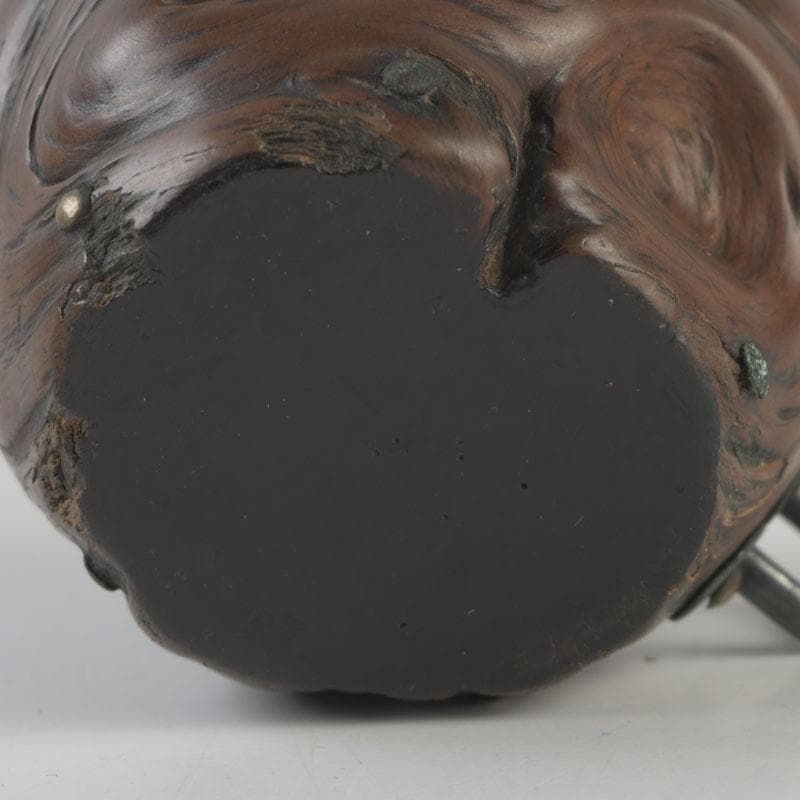 時代提げ物　書道具　唐木瘤木　銅装飾　水滴　時代箱　M　8621