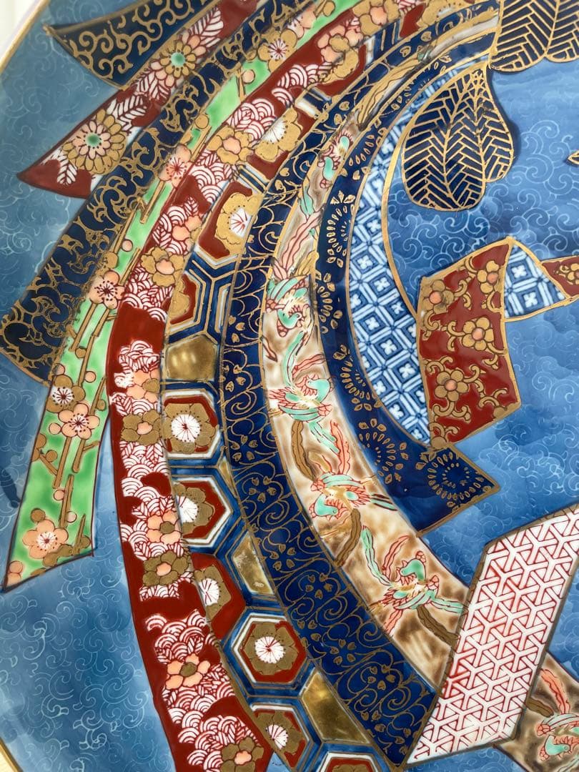 有田焼　哲山作 大皿 色絵金 直径40cm 木箱入り　飾り皿 伊万里 有田 色絵