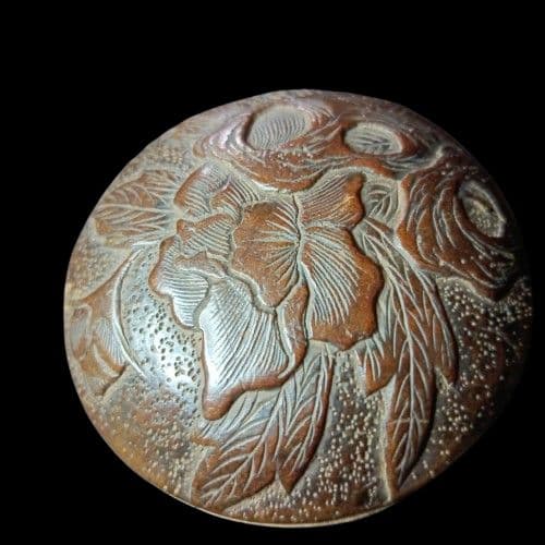 木彫 饅頭 根付 「芙蓉花の図」