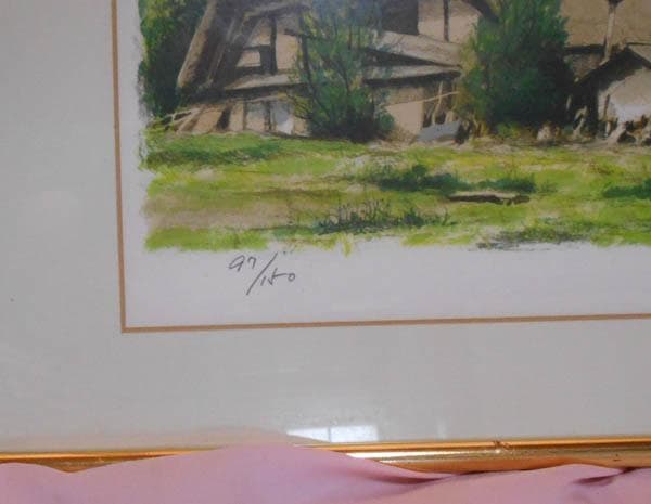林喜市郎 作「新治村 真夏」オリジナル リトグラフ サイン有　書画　骨董　美術品