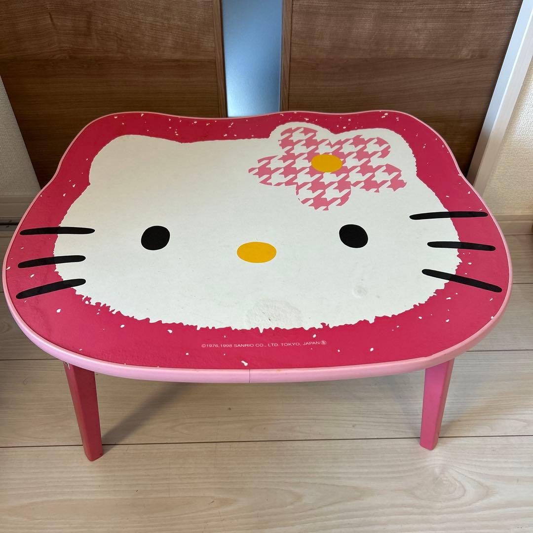 ハローキティ　1998年　ピンク千鳥柄　カオハナキティ　折りたたみ机