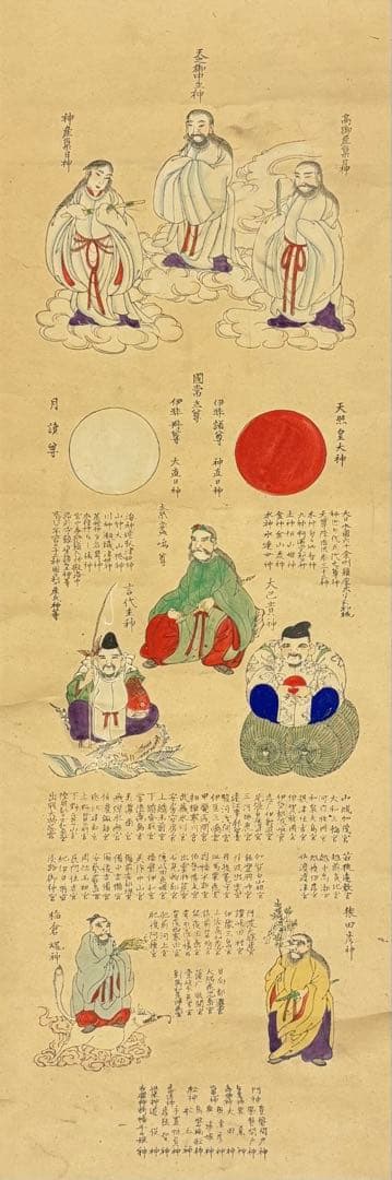 「天尊出雲八神図」明治期頃 木版画 版彩色 1幅|神道美術 版画 出雲大社