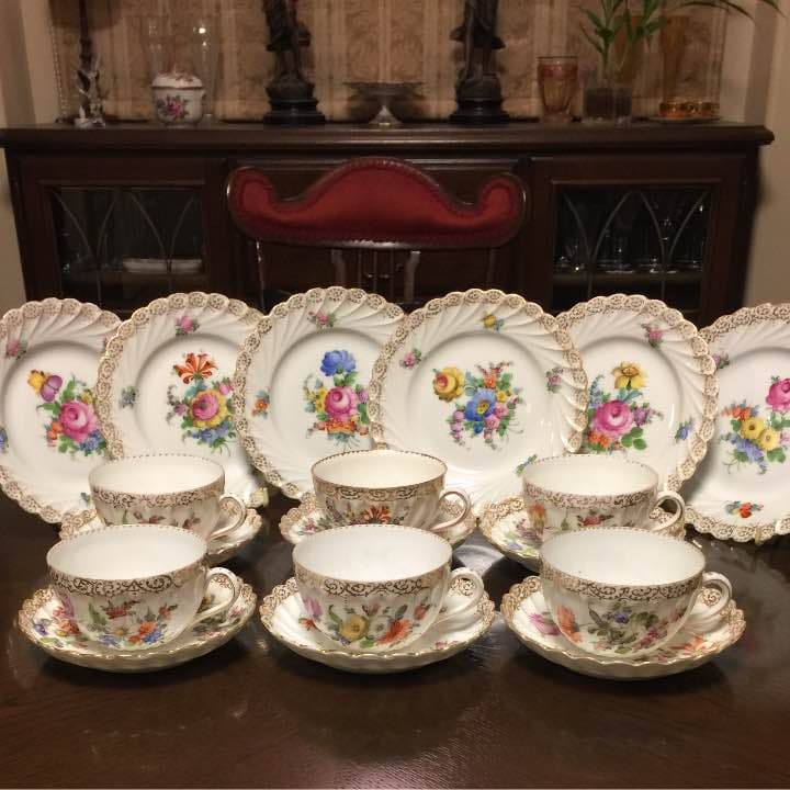 アンティーク ドレスデン カップ&ソーサー&プレート