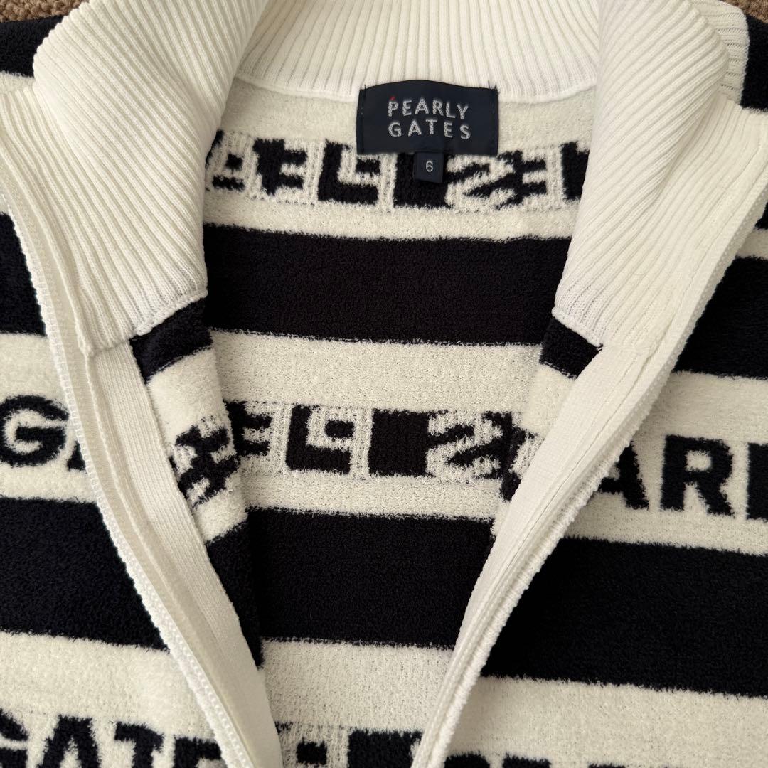 パーリーゲイツ　ニット　ブルゾン　ジャケット　XL〜XXL相当 総柄　白　黒　6