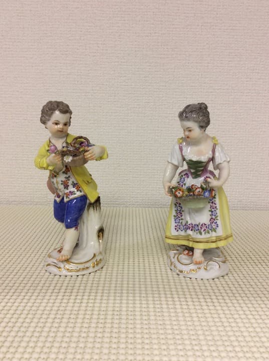 マイセン ペア人形 フィギュア 花籠の少年少女 絶版 レア作品