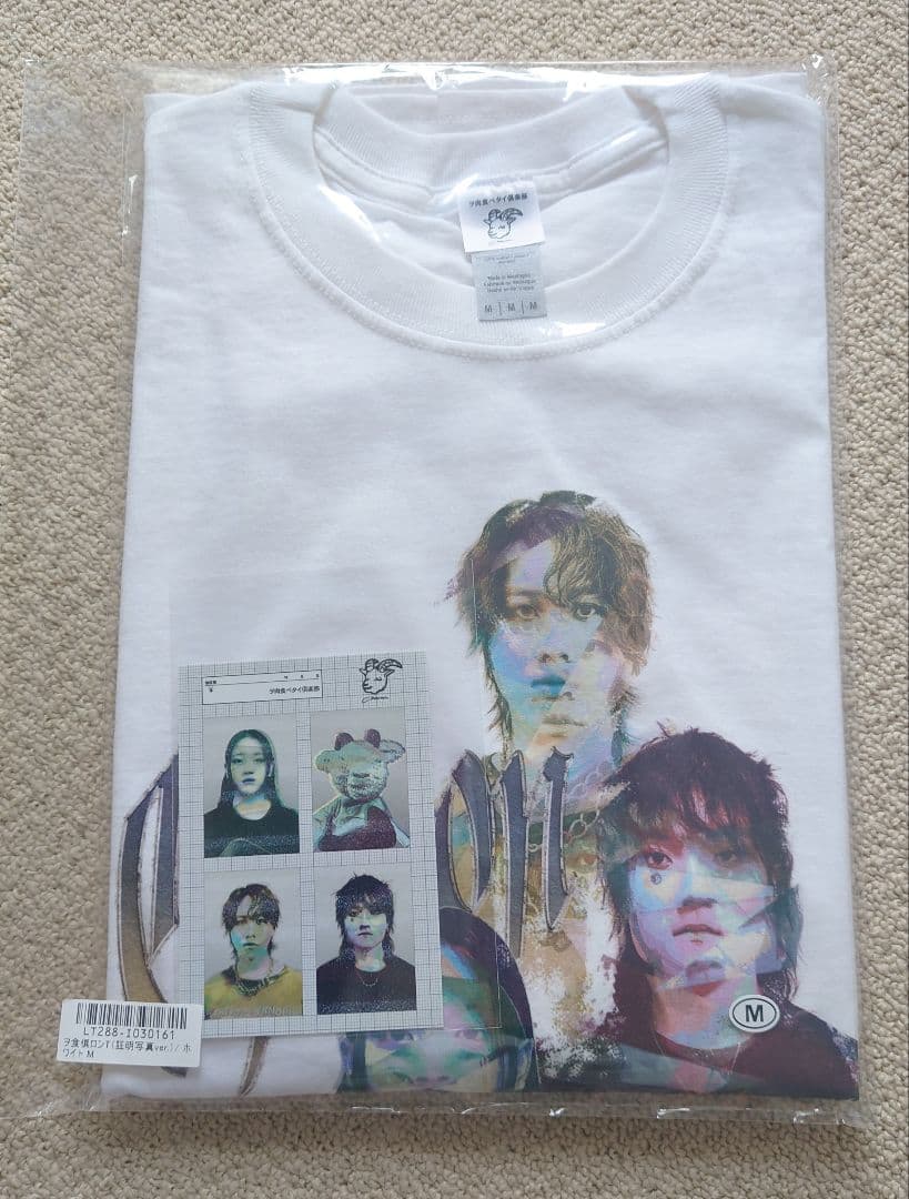 Chevon ヲ食倶ロンT（証明写真ver.）/ ホワイトM)