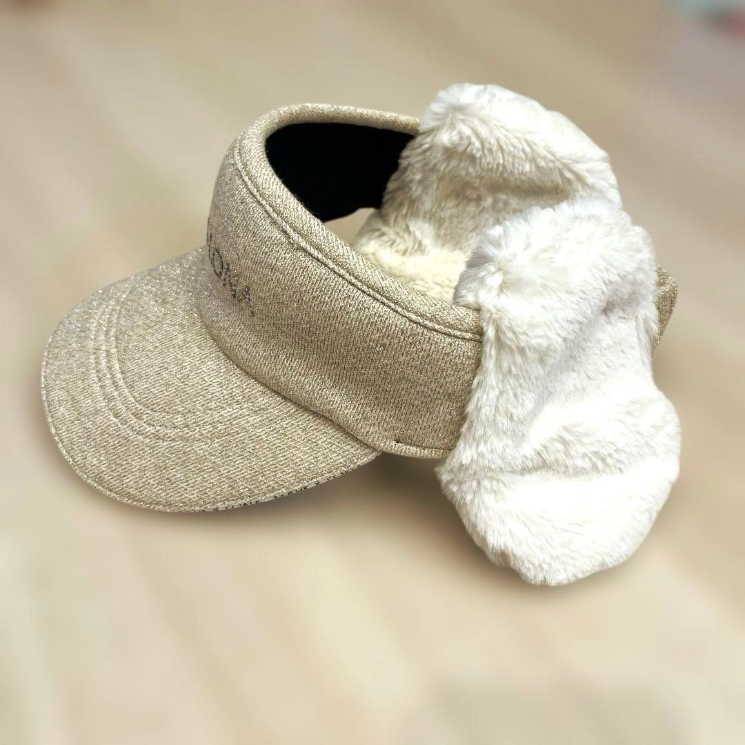 【美品】MARK & LONA マークアンドロナ★ベージュラメバイザー