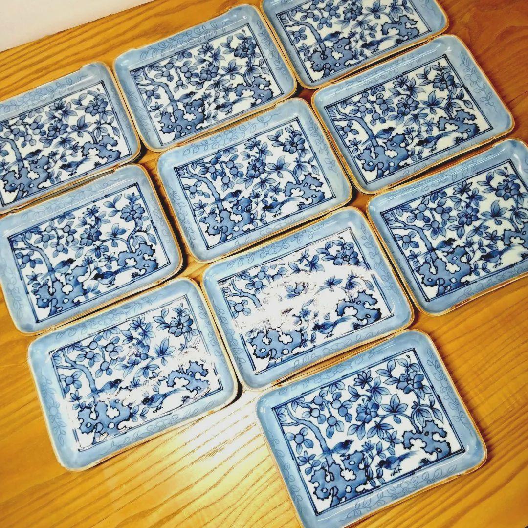 ☆ 加藤利昌 清水焼 角皿10客