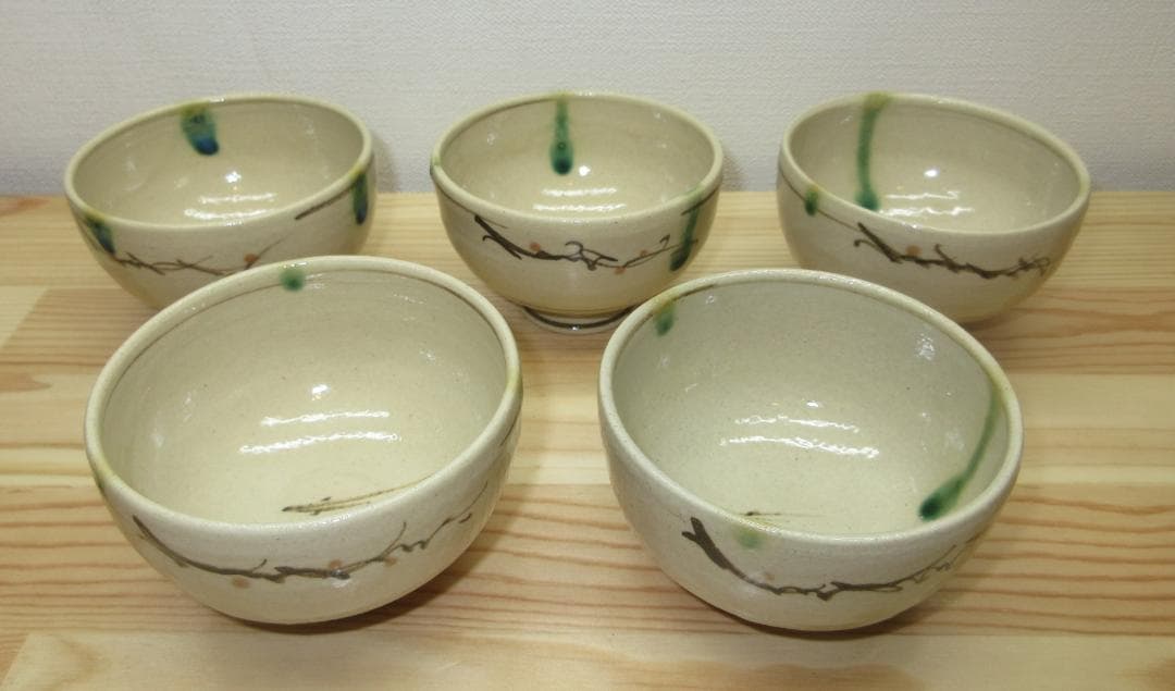 送料込【逢絢亭】茶道具 汲出椀 美濃焼 弥七田織部 ５客セット 林英仁 共箱入り