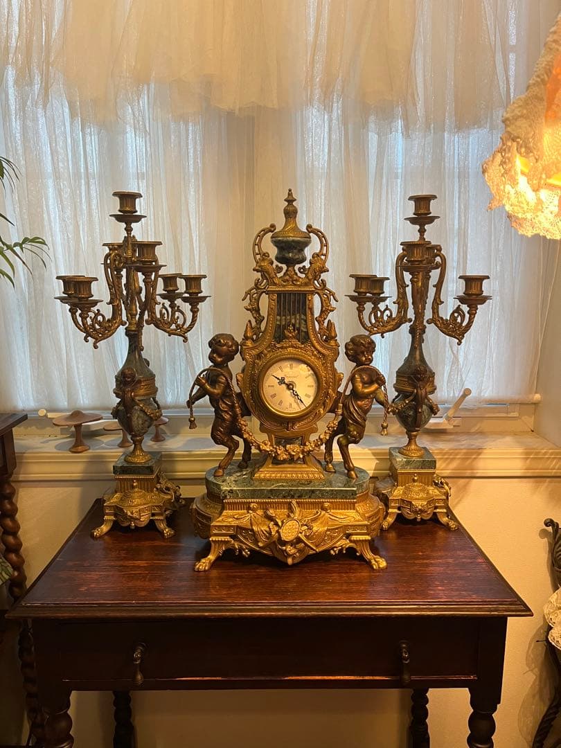 イタリア製 Imperial 置き時計 燭台セット　アンティーク