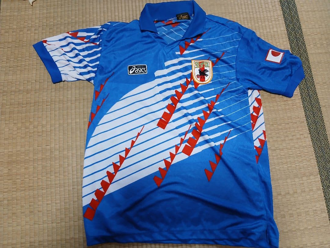 asics 青 サッカー日本代表シャツ　1993 ドーハ