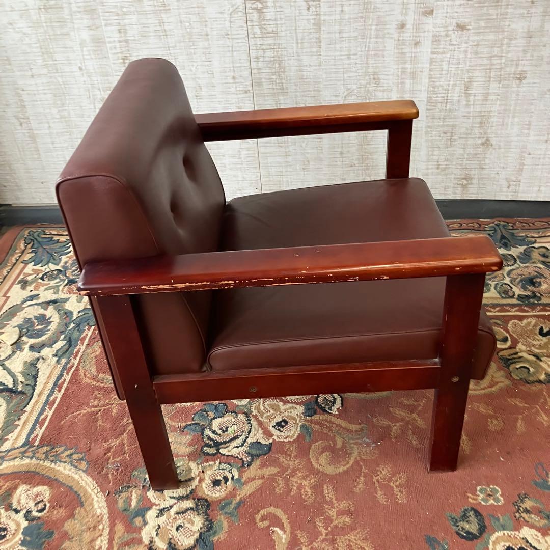 ①北欧レトロ プラス 木製フレーム アームチェア 一人掛けソファー ロビーチェア