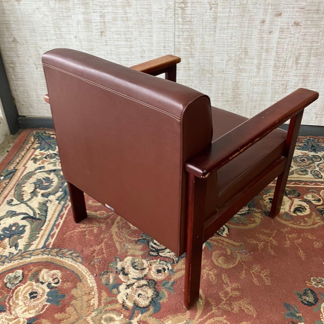 ①北欧レトロ プラス 木製フレーム アームチェア 一人掛けソファー ロビーチェア