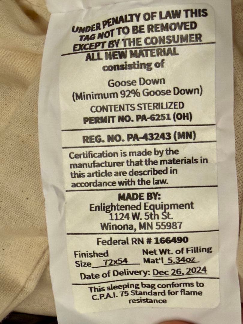 EE Revelation ショート/レギュラー50F° 950FP新品