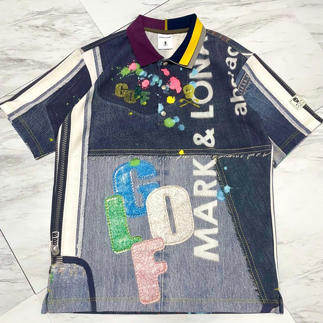 極美品 23SS⭐️マーク&ロナ ポロシャツ 木村拓哉着用モデル 総柄 ドクロ L