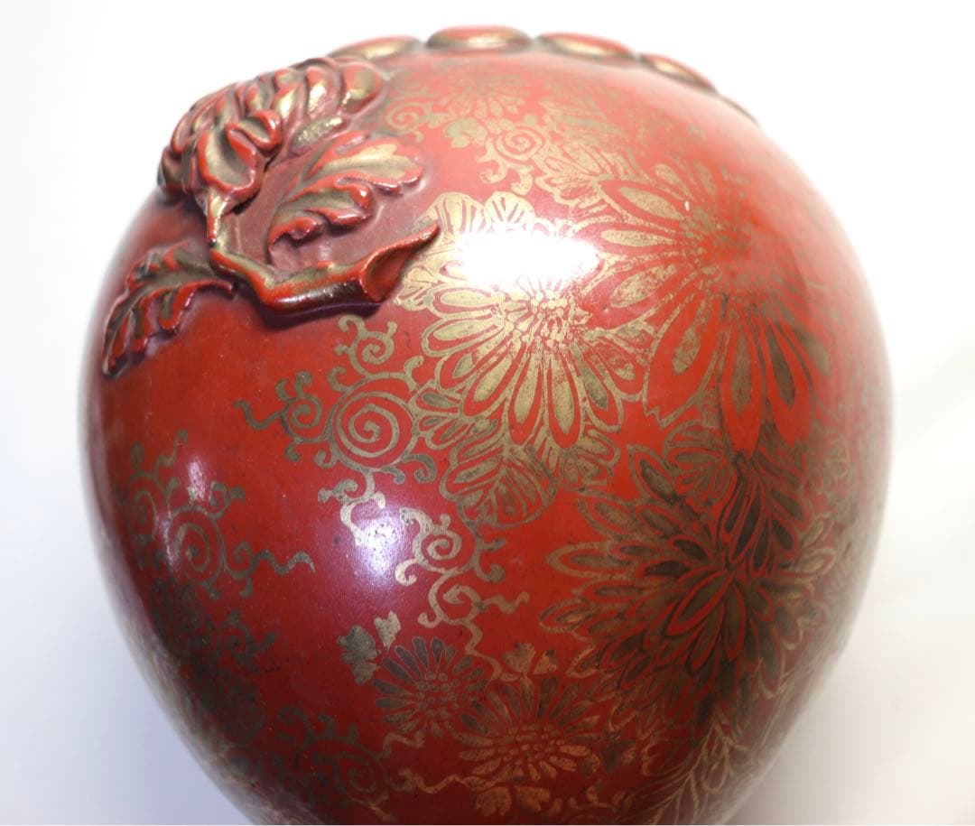 江戸　永楽　金彩菊紋瓶　アンティーク　送料込み0523