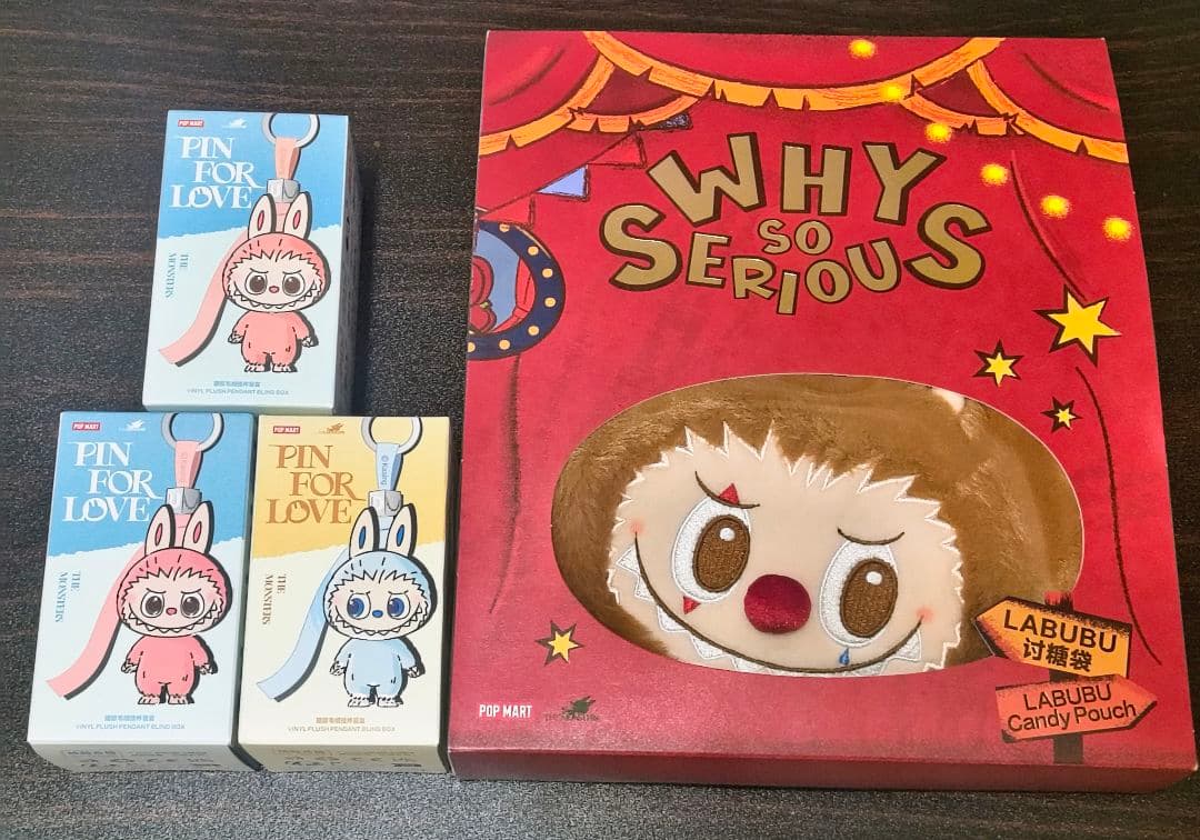 pin for loveぬいぐるみペンダント3個+labubuキャンディーポーチ