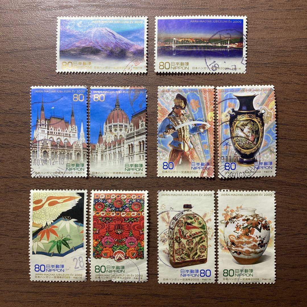 日本の古切手　日本とハンガリー　10枚