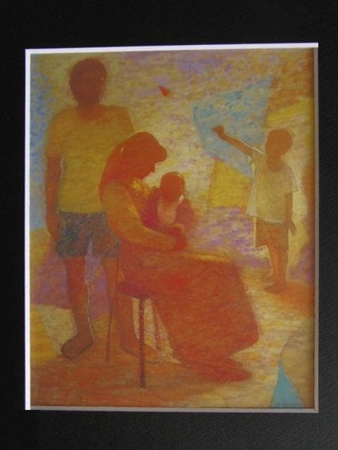 熊谷有展、家族　II、希少な額装用画集より、新品高級額装付、状態良好