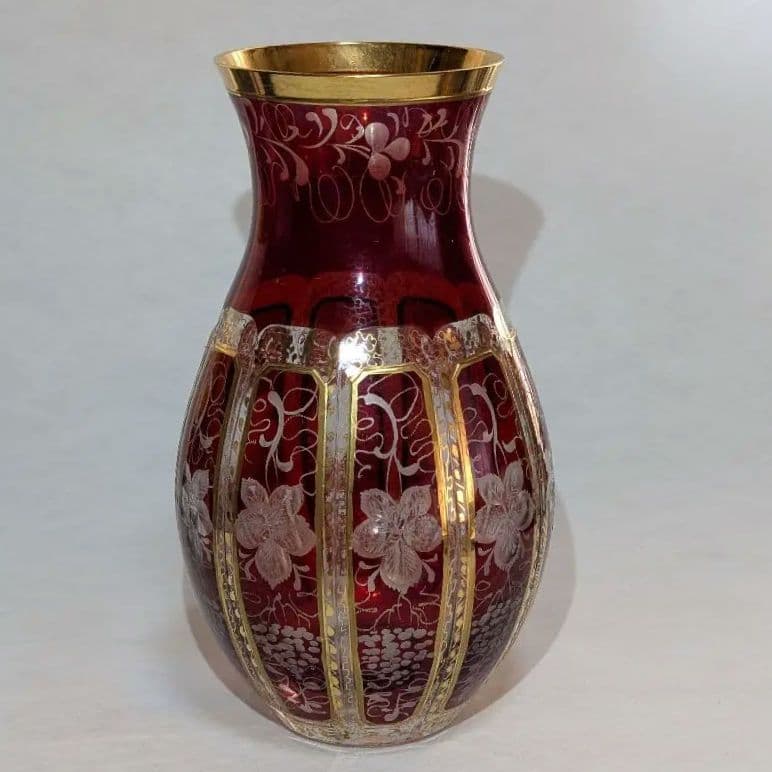 ゴージャス 豪華 クリスタル ガラス花瓶 中古品