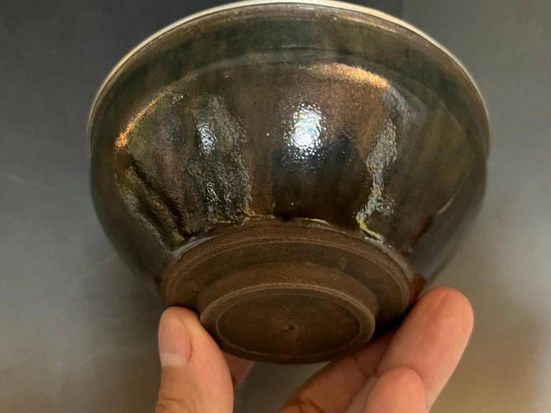 茶碗●古い天目釉茶碗 宋 無地桐箱付 古玩 唐物 中国 古美術 時代物 骨董品■