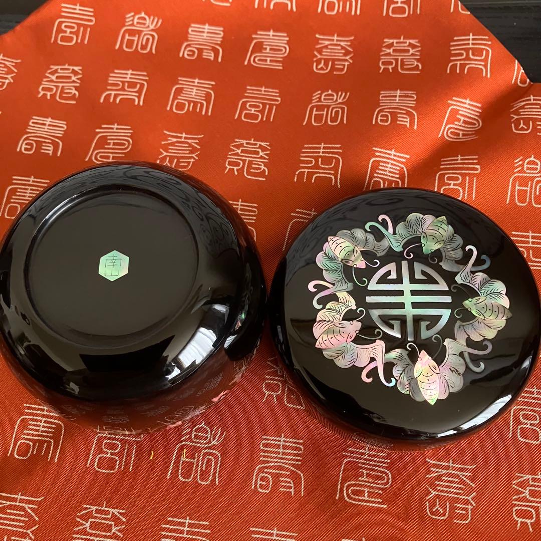 茶道具 新羅螺鈿平棗 十長生文