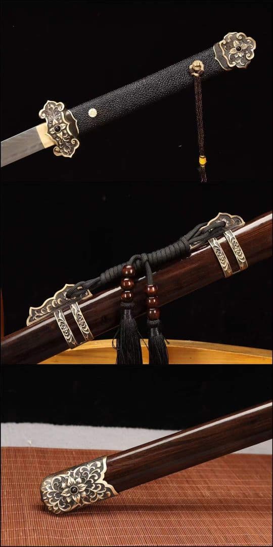 【羽紋百花唐刀】古兵器 武具　刀装具　日本刀　模造刀 居合刀