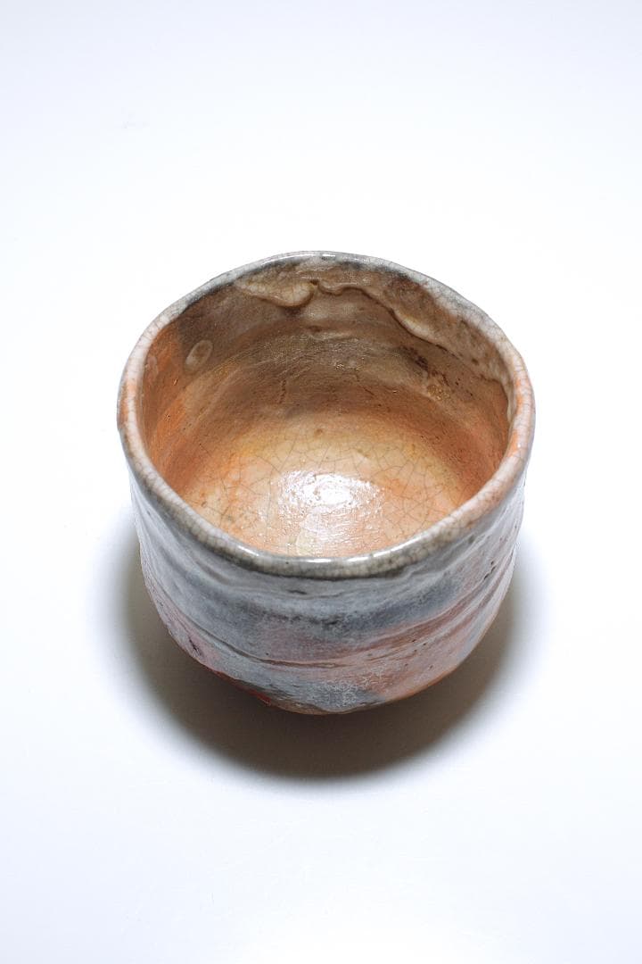 四代 清水六兵衛(1848-1920) 赤楽 紅葉漆絵 筒茶碗