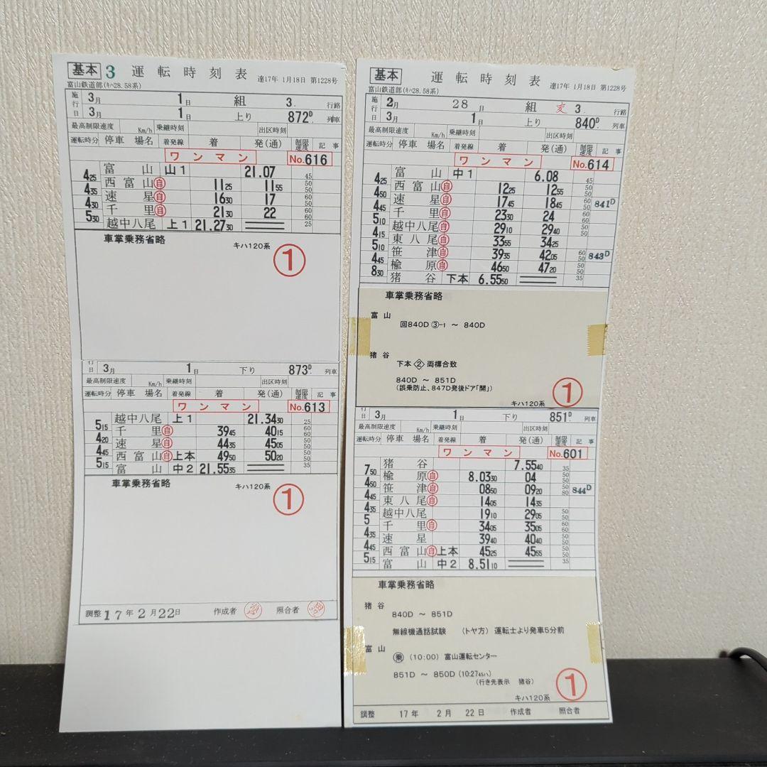 富山鉄道部運転時刻表＋神岡鉄道のカード等