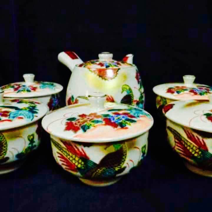 新品！金彩秋峰美術九谷焼蓋付湯のみ５客＆急須セット