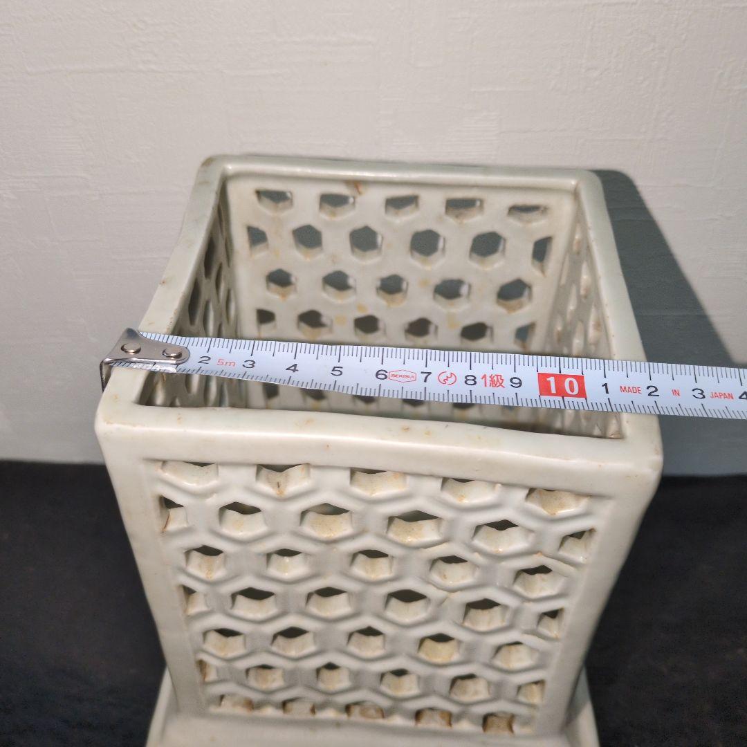 李朝白磁 七宝透かし 筆筒 朝鮮美術 李朝時代 文房具 文房四宝 高麗 古玩