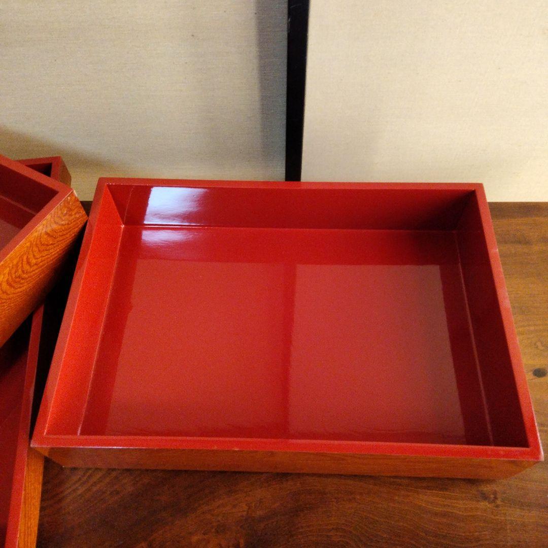 会津塗　木製光沢仕上げ重箱 﨔木地