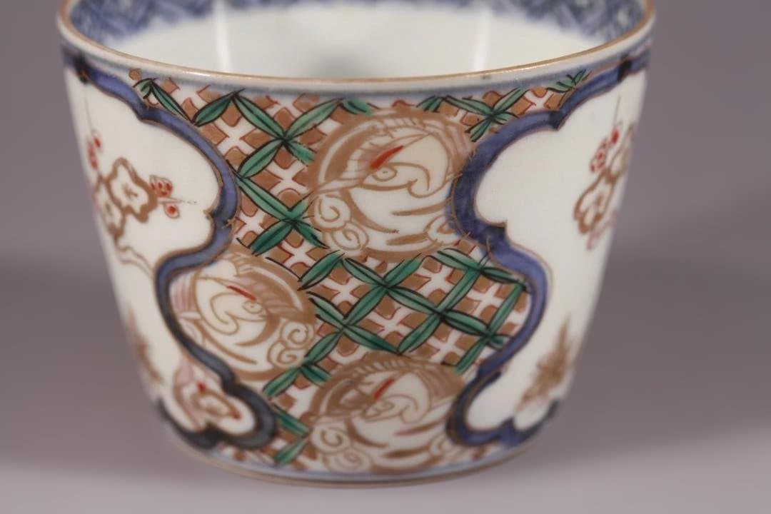 627　古伊万里大振上手色絵蕎麦猪口　無傷美品　江戸中期