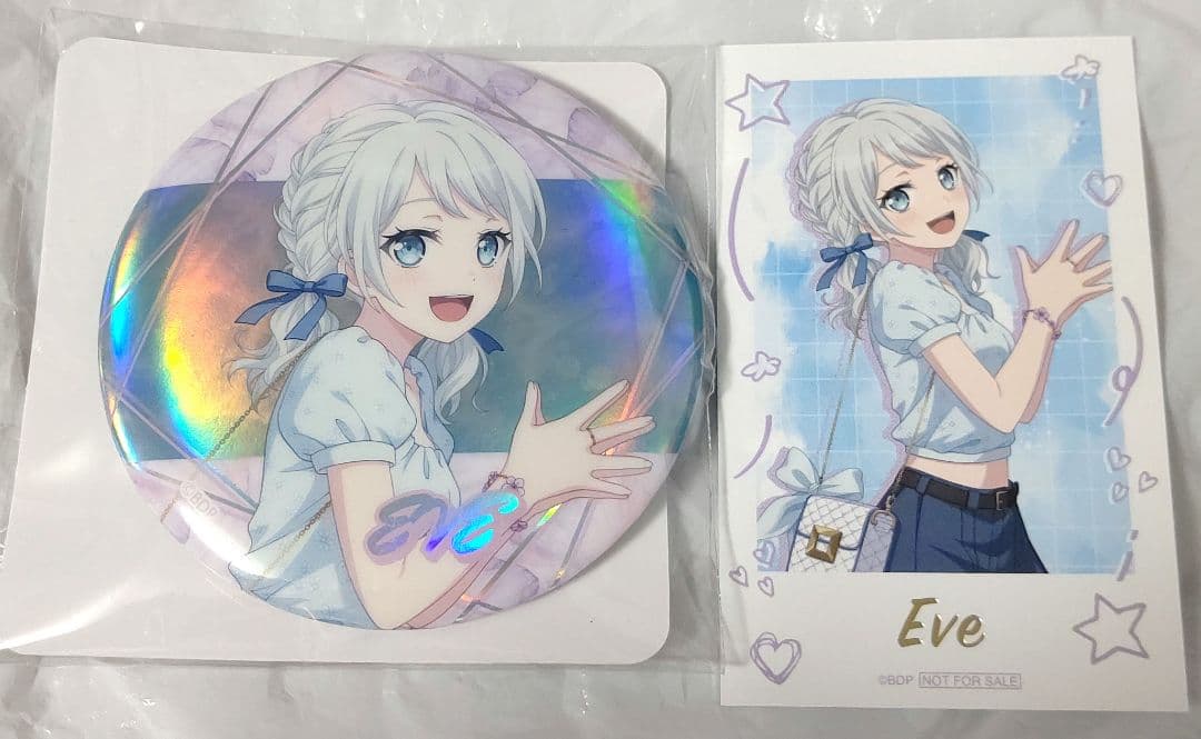 【新品未使用】バンドリ！若宮 イヴ GiGO ビッグ缶バッジ フォト風カード