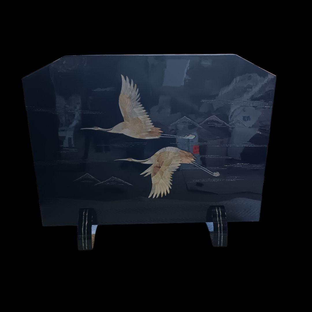 螺鈿 衝立 鶴の飛翔