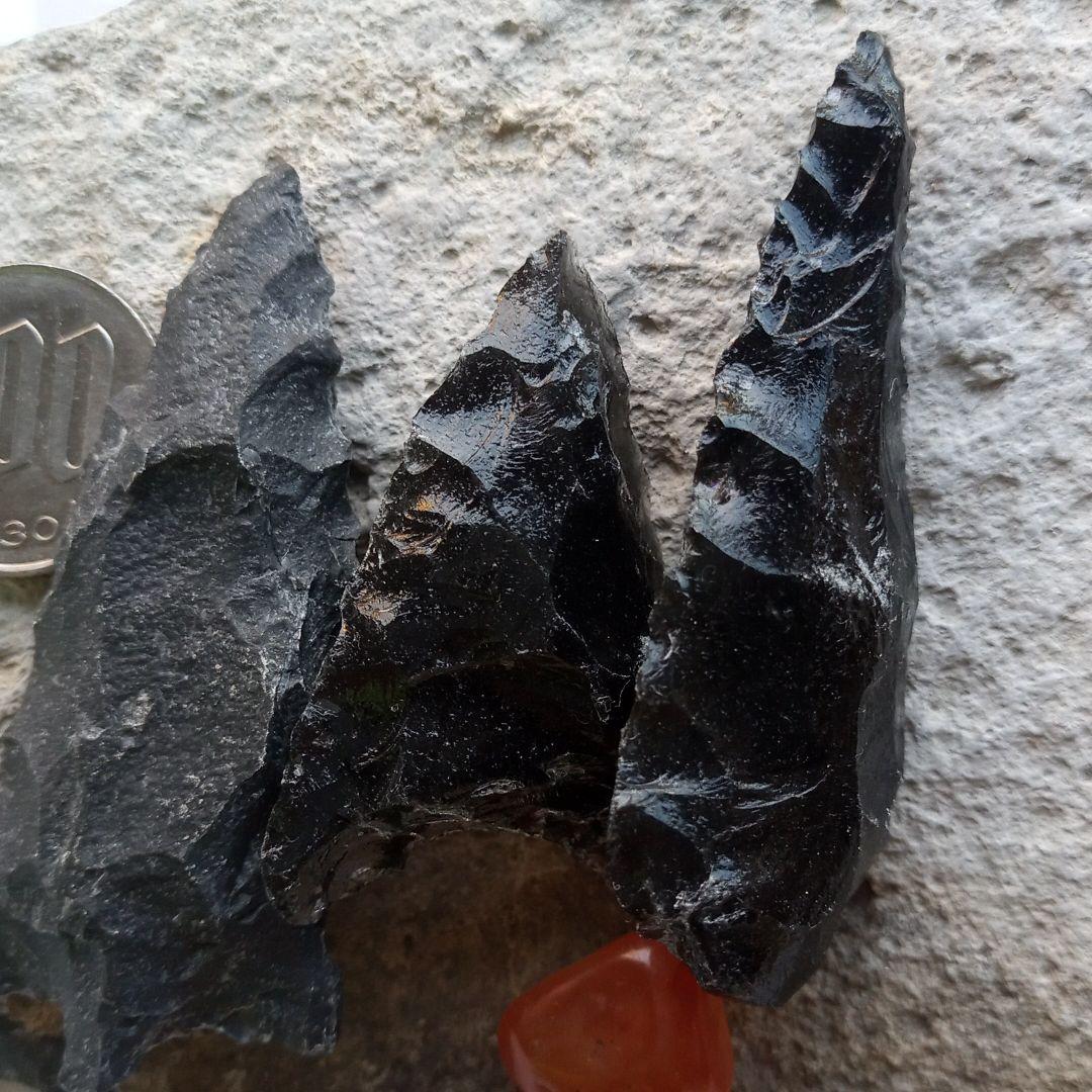 黒曜石 サヌカイト石槍 尖頭器　縄文模写　石器 入門編　　195