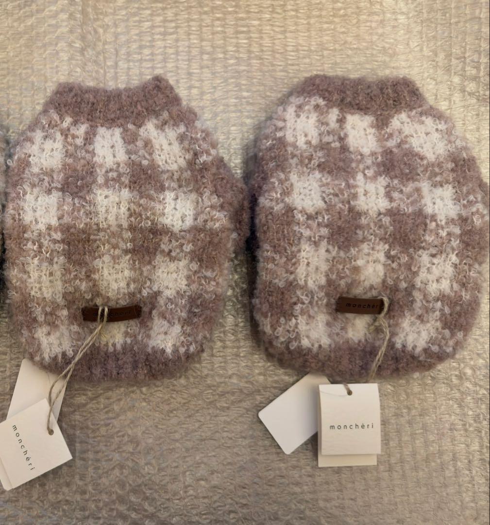 モンシェリ　チェックニットトップス ピンク 2点　Sサイズ　タグ付き