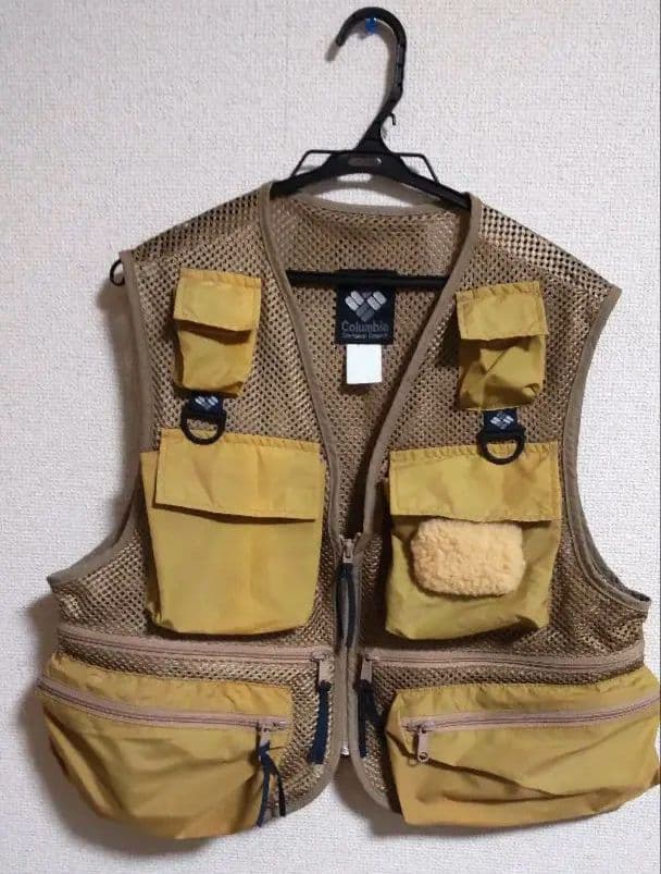 ※古着 90s Columbia メッシュフィッシングベスト ベージュ Ｍサイズ