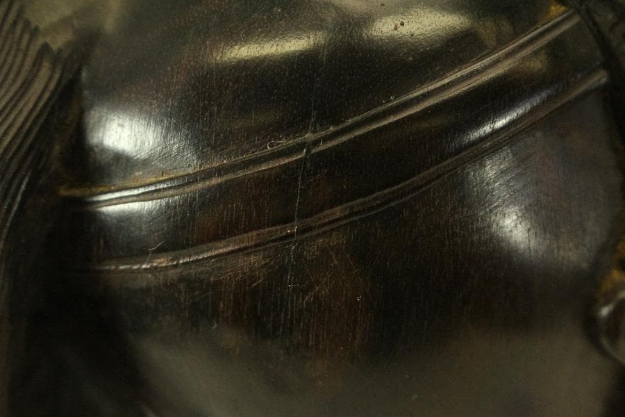 紫檀 彫刻 馬 置物 時代物(A701)