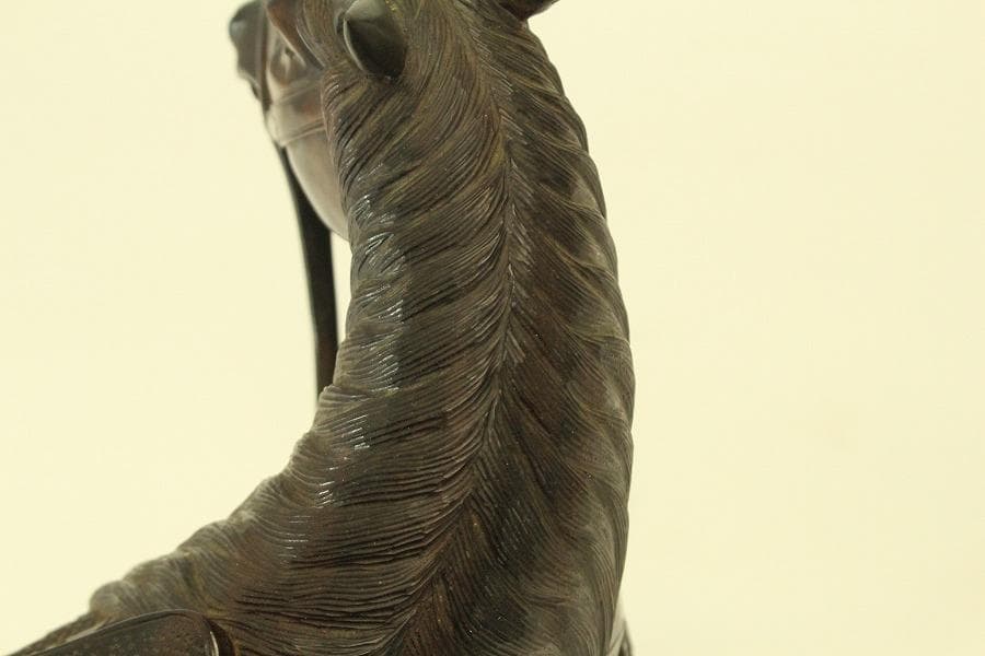 紫檀 彫刻 馬 置物 時代物(A701)